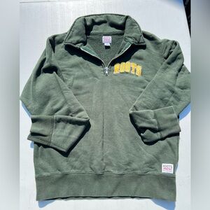 Roots women’s heritage quarter zip, size medium, forest green